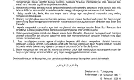 PCNU Tulungagung Terbitkan Himbauan Ramadan 1447 H